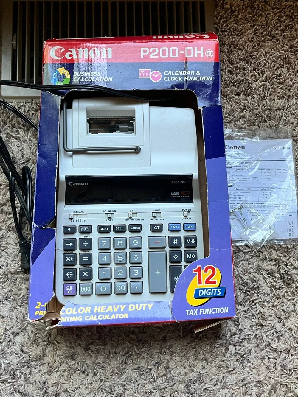 Canon P23-DH III Desktop Printing Calculator And Power Adaptor/Instructions/Box